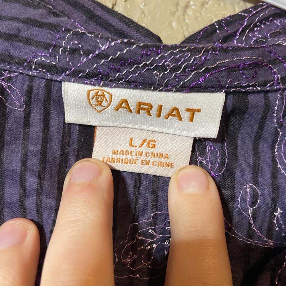 Ariat Purple Button Down Size Large - image 3